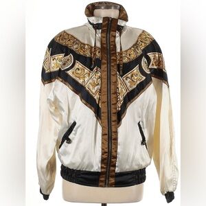 Vintage 80s 90s Margo’s Black Gold Cream Copper Windbreaker Bomber Jacket size M